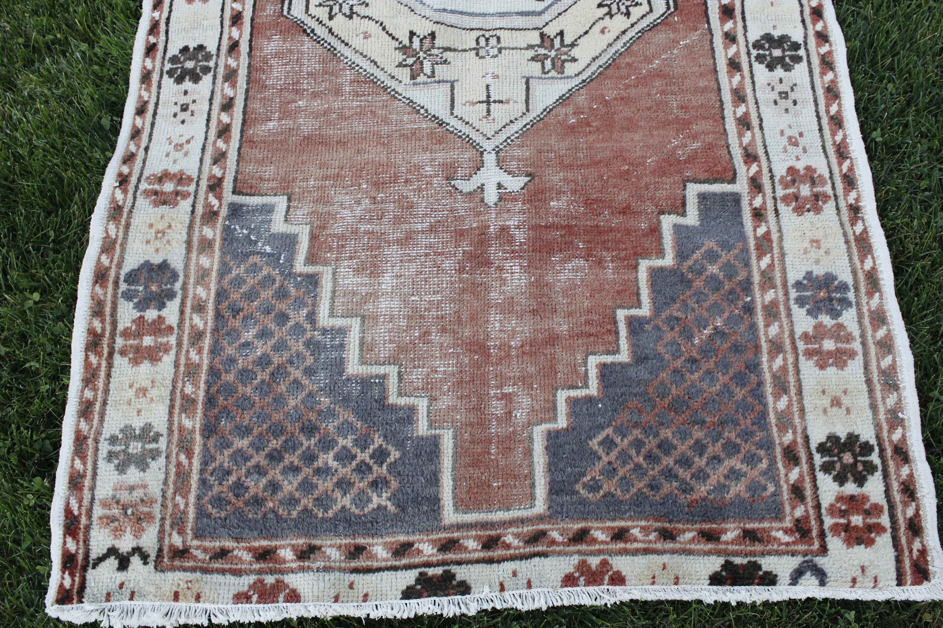 Turkish Rug Vintage Handmade Distressed Oushak Area Rug Etsy