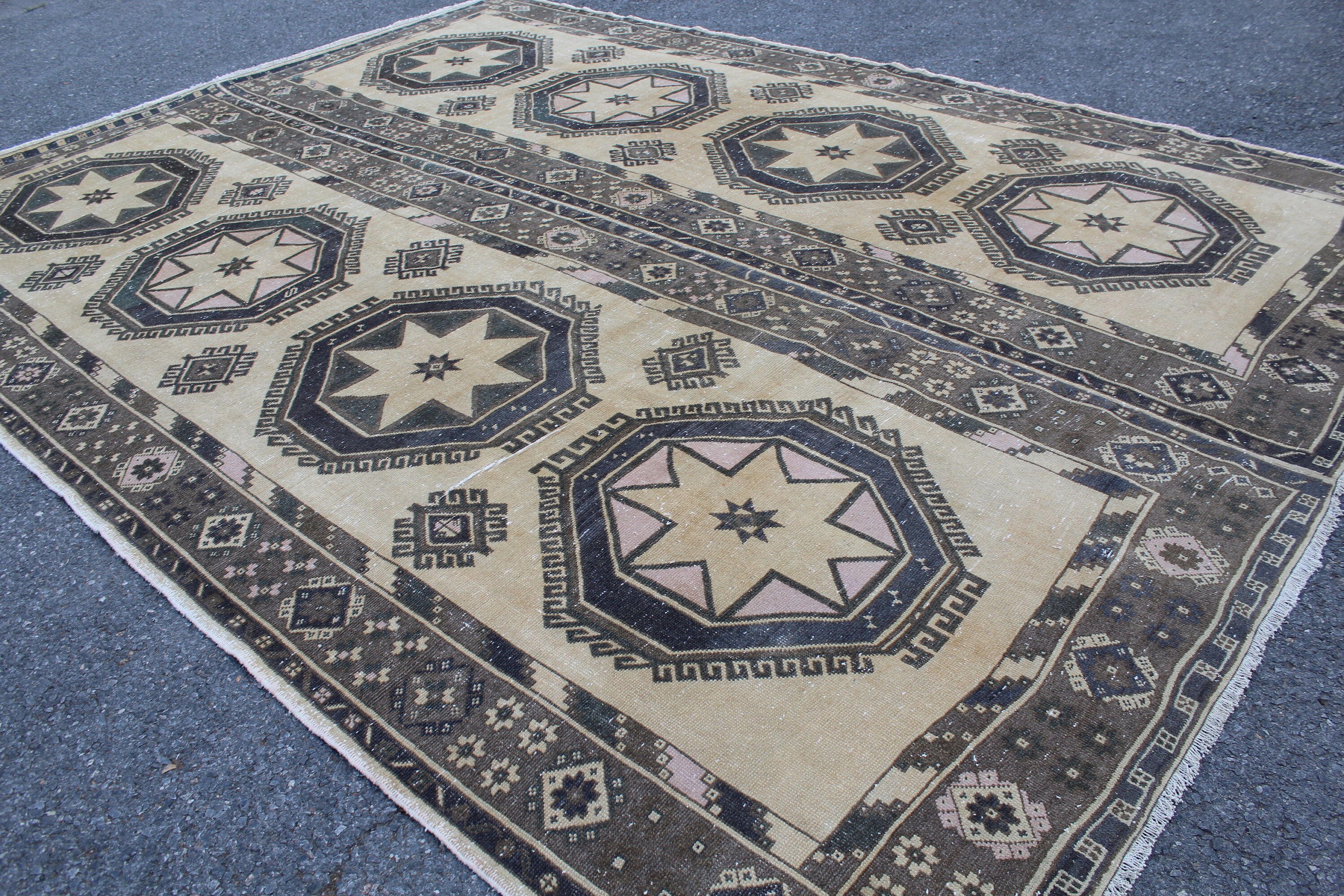 13x10 Turkish Area Rug Vintage Handmade Oushak Rug Geometric Etsy