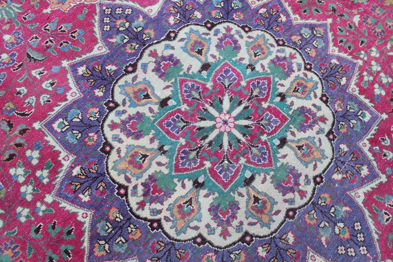 13x10 Turkish Oversize Pink Rug Vintage Handmade Office Area Etsy