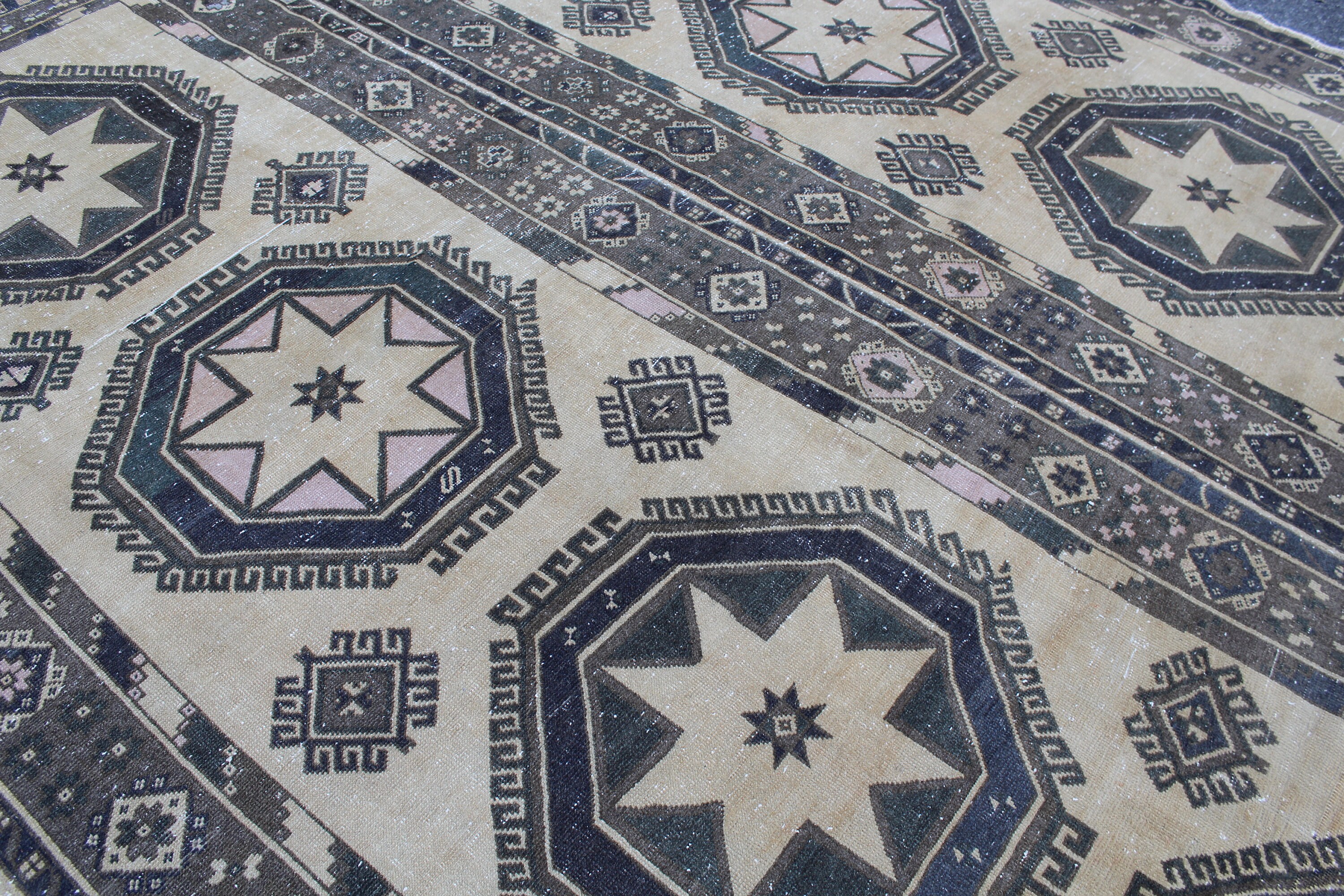 13x10 Turkish Area Rug Vintage Handmade Oushak Rug Geometric Etsy