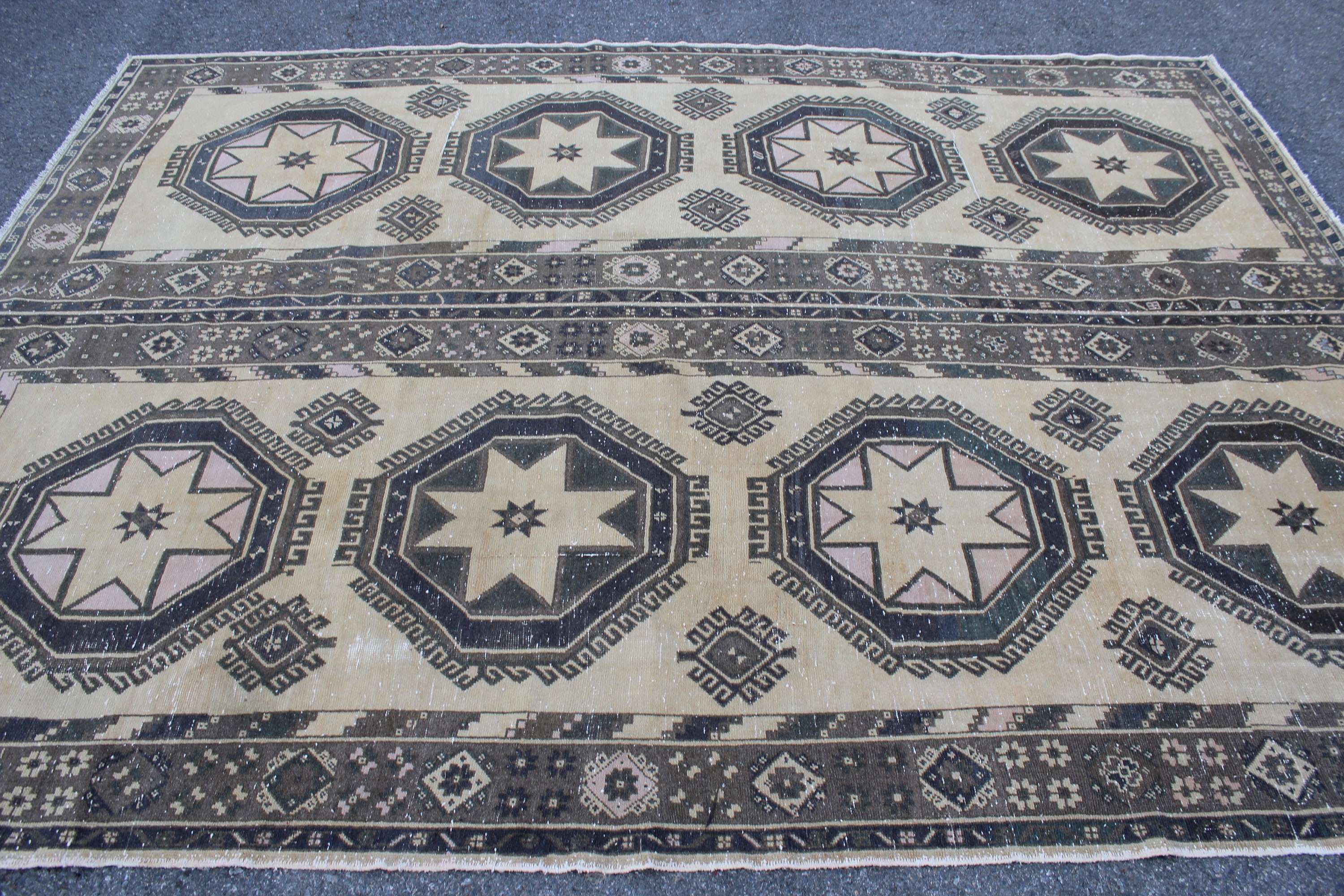 13x10 Turkish Area Rug Vintage Handmade Oushak Rug Geometric Etsy