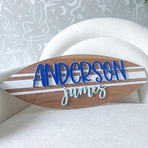 Surfboard Wooden 3D Nursery Name Sign - Surfing/Beach Theme