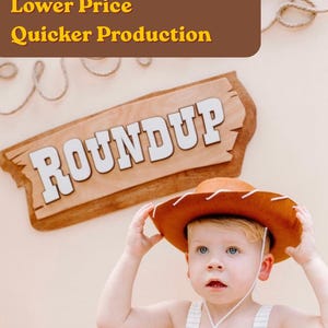 3D Roundup Sign - Whimsical Wooden Party Sign