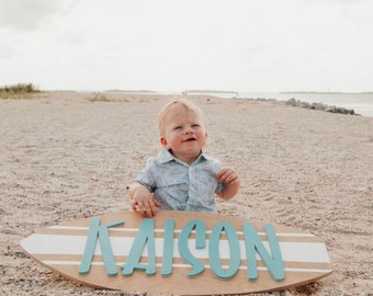 Surfboard Wooden 3D Nursery Name Sign - Surfing/Beach Theme