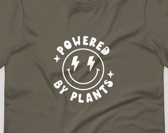 Camiseta unisex "Powered By Plants" / Bonita camiseta vegana