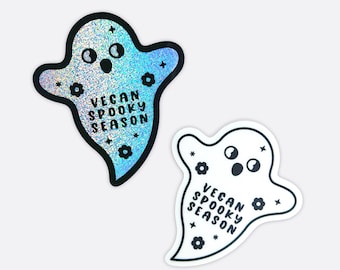 Vegan Spooky Season Ghost Sticker | Waterproof | Halloween | Vegan | Animal Rights