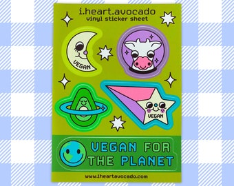Vegan for the Planet 5 x 7 Vinyl Sticker Sheet | Waterproof | Veganism | Animal Rights