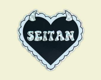 Seitan Glittery Heart Vinyl Sticker | Waterproof | Vegan | Animal Rights