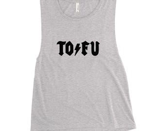 Camiseta vegana sin mangas de tofu para mujer