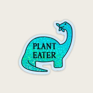 Plant Eater Dinosaur Glitter Sticker | Waterproof | Vegan | Animal Rights