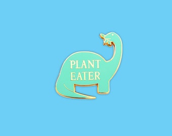 Plant Eater Dinosaur Hard Enamel Pin | Vegan | Animal Rights