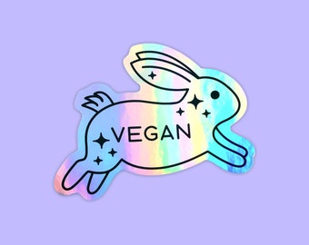 Vegan Rabbit Holographic Sticker | Waterproof | Veganism | Animal Rights