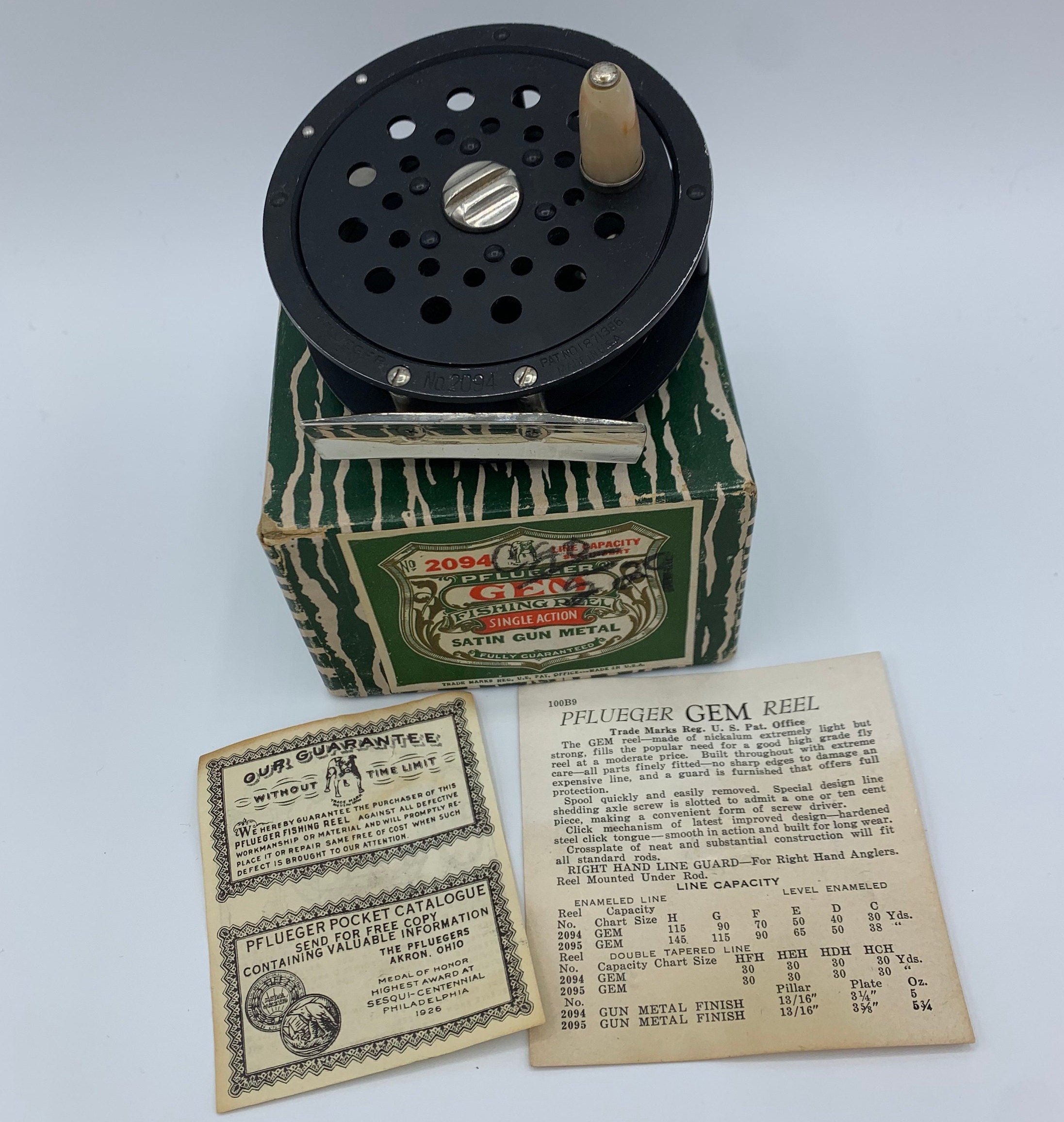 Vintage Pflueger GEM No. 2094 Fly Fishing Reel W/box