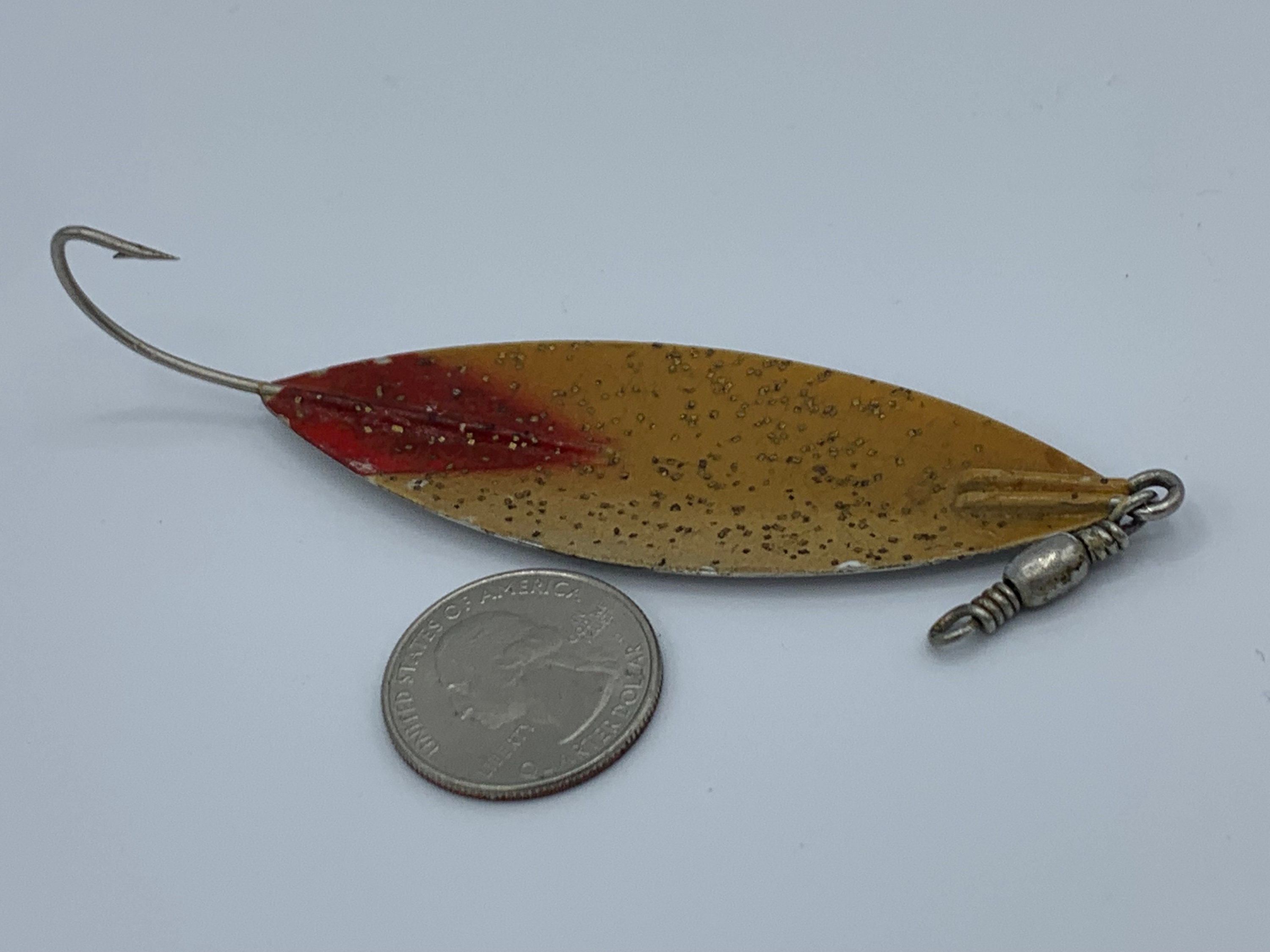 Vintage 1950s BrylCreem's Royal Spoon Gold Metal Spoon Fishing Lure.