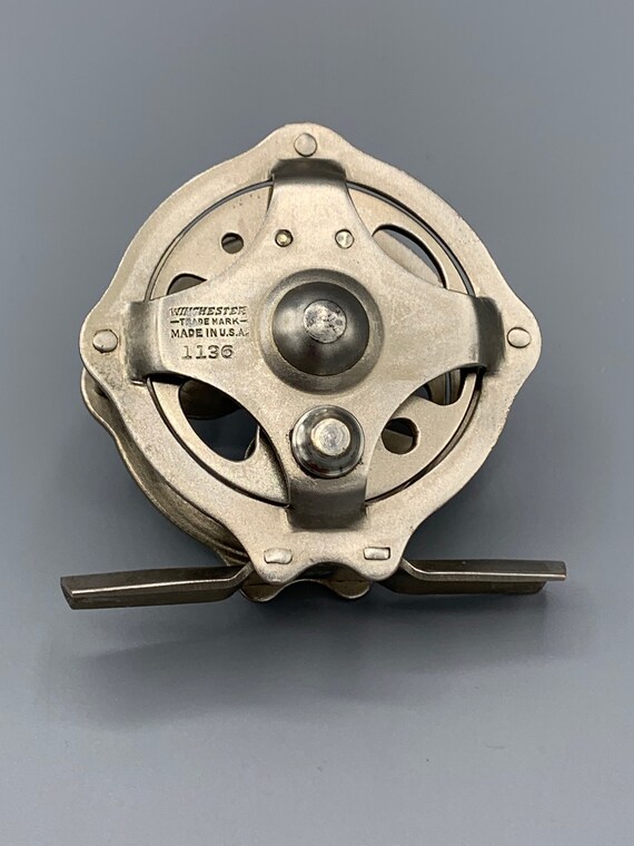 1920 brass skeleton fly reels Antique Winchester 1136 40 Yard Raised Pillar Skeleton Fly Reel