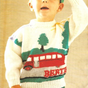 ROBIN Thomas the Tank Engine BERTIE 1503 - White Vintage knitting pattern sweater for children boys girls jumper