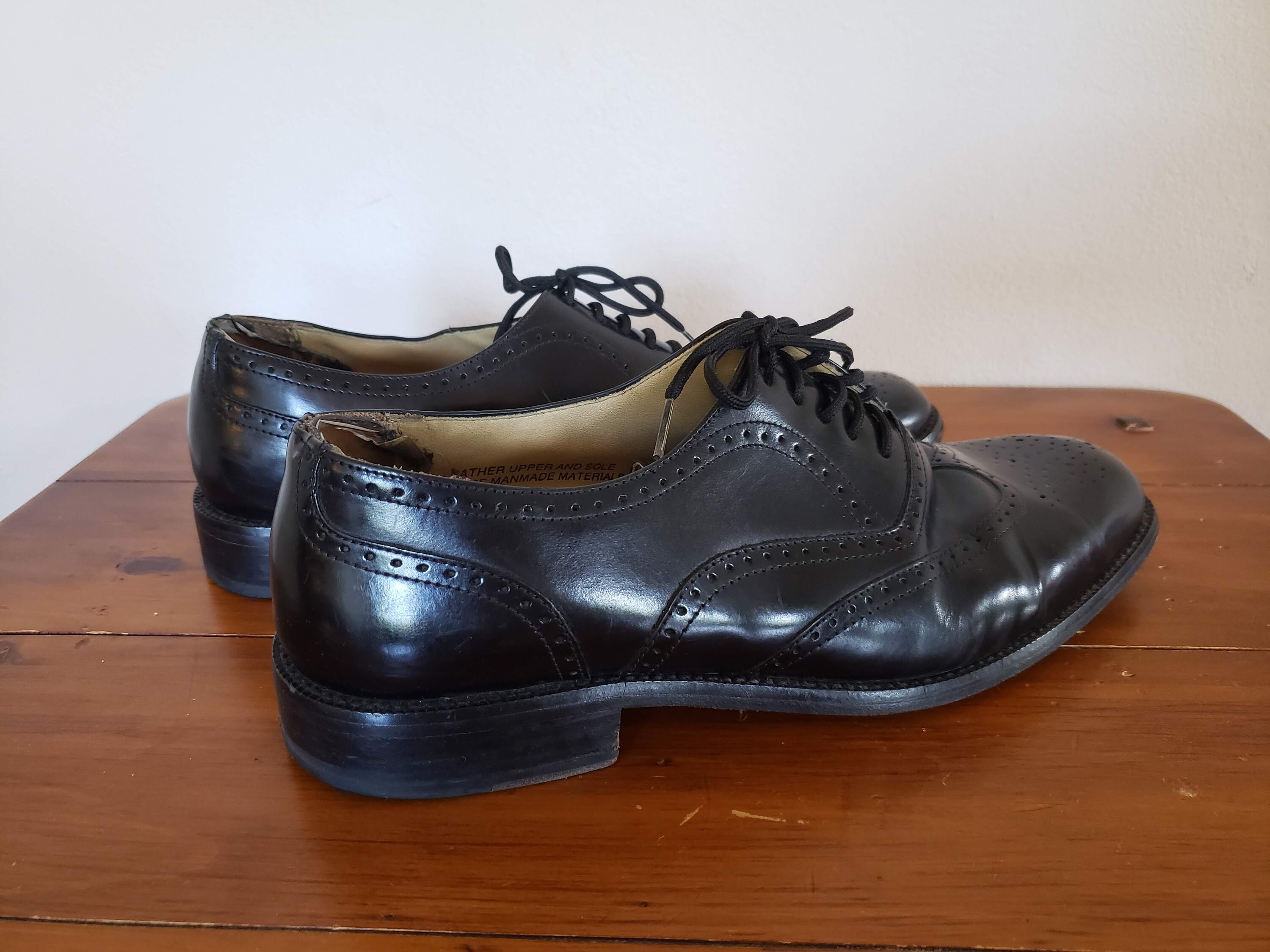 Vintage stacy adams black leather oxford dress shoes 10 M | Etsy
