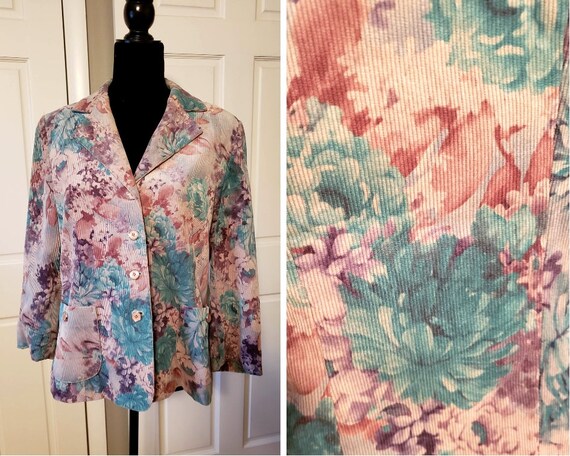 Corduroy Retro Jacket Corduroy blazer Floral blazer Floral Jacket Retro blazer Work to Weekend Corduroy blazer Fine wale cord