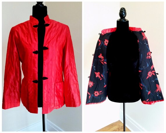 Asian jacket oriental jacket red jacket silk jacke