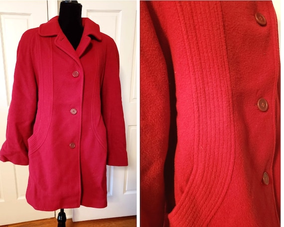 red wool dress coat
