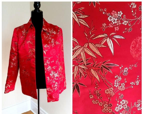 silk blazer oriental jacket red blazer silk jacket