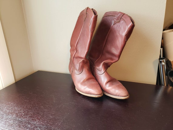 leather cowboy boots russet red/ brown western boo