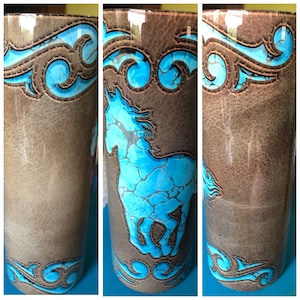 Leather appearance horse tumbler ( MULTIPLE COLORS AVAILABLE)