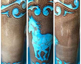 Leather appearance horse tumbler ( MULTIPLE COLORS AVAILABLE)