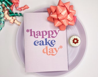 Birthday card, happy birthday card, happy cake day, retro birthday card, birthday card for her, birthday card friend, birthday cake card