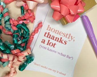 Funny Thank You Card: 'Honestly, Thanks a Lot' Greeting Card