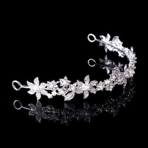 Strass, cristal, cz, peça de cabeça de pérola, joia de noiva de casamento, fantasia de quinceanera, flor, menina