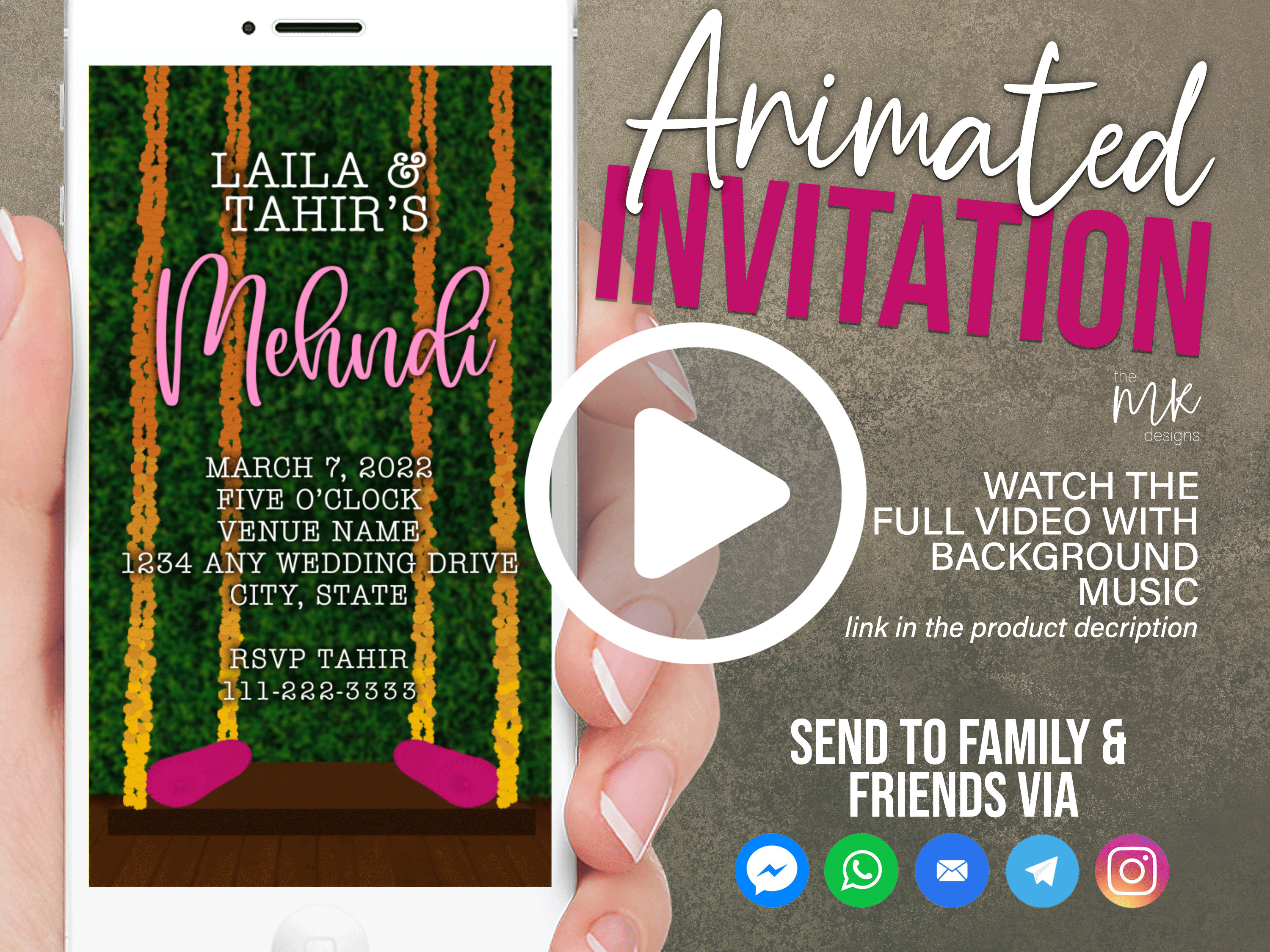Mehndi Video Invitation Indian Wedding Video Invitation - Etsy Canada