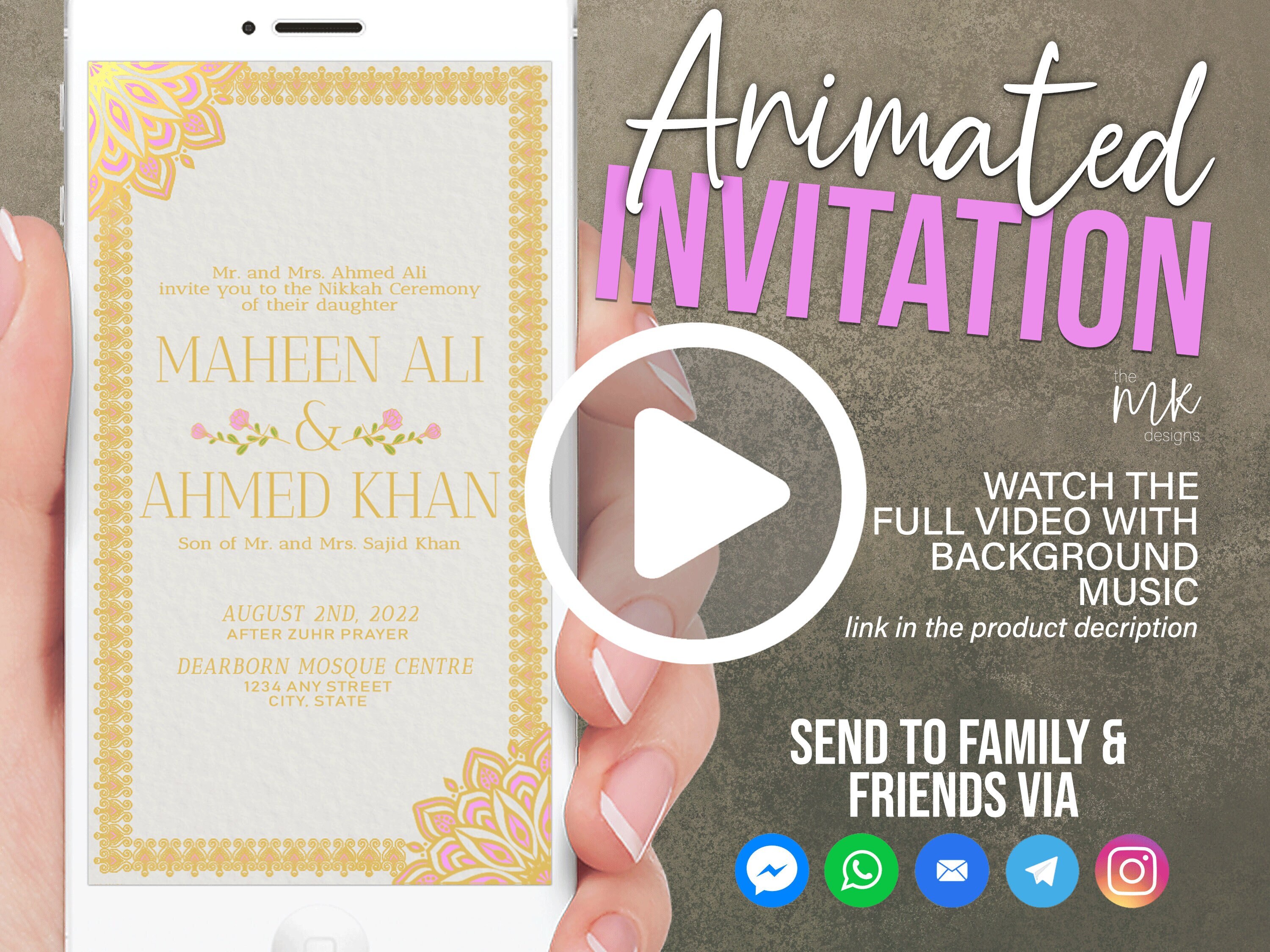 Nikkah Video Invitation Katb Alkitab Video Invitation Etsy Canada