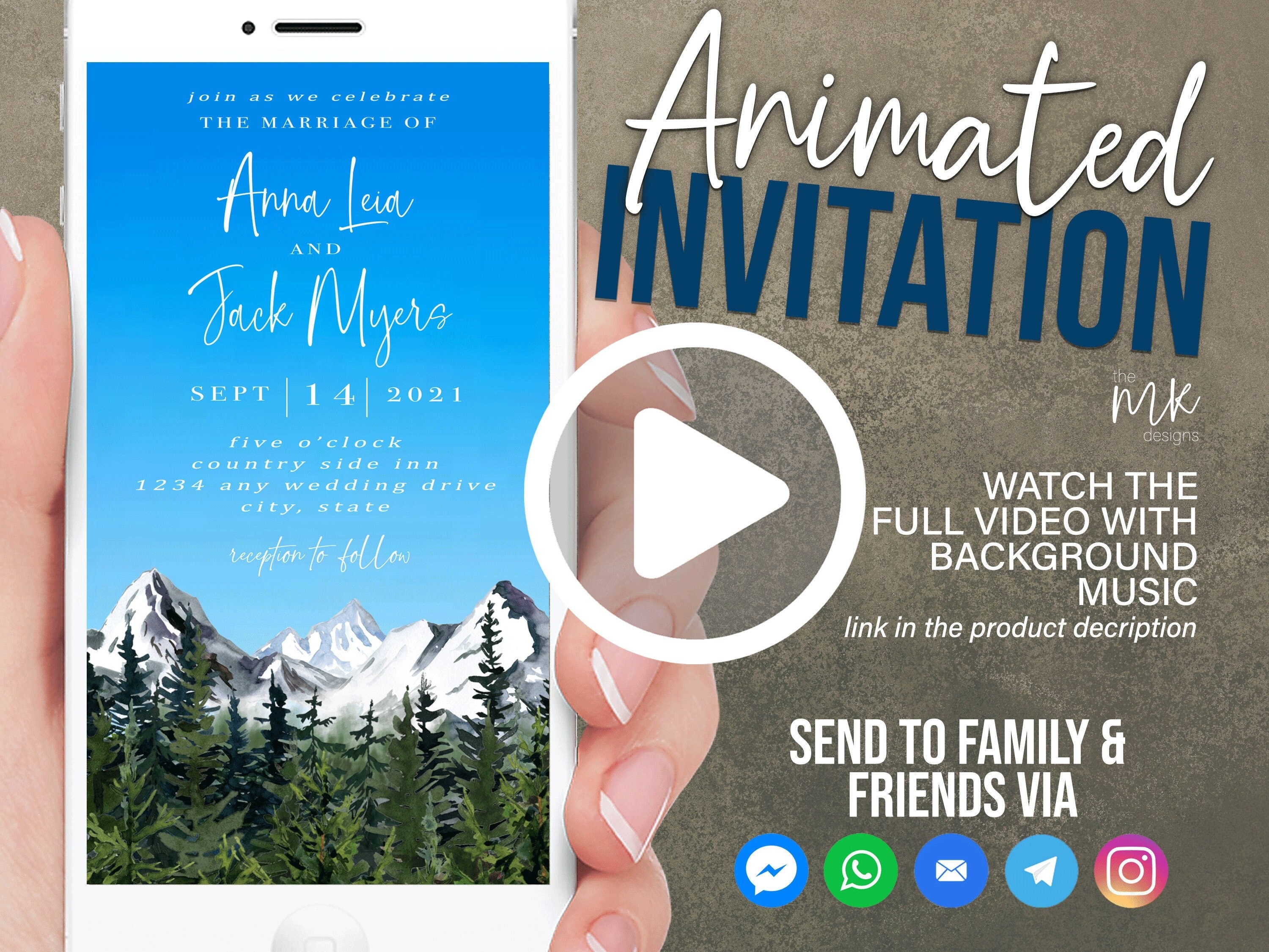 Mountain Wedding Video Invitation Wedding Evite Wedding - Etsy