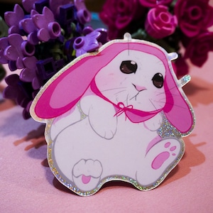 Clearance || Cute Pink Bunny Sticker || Water Resistant
