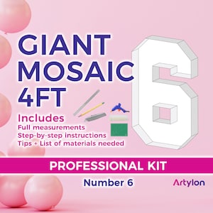4FT Giant balloon quality mosaic professional kit Foam Board Balloon Number 6 Decoration Template with step-by-step instructions