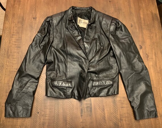 1980s-1990s Vintage Motorcycle Jacket Vintage Berman/'s Leather Jacket Women/'s Black Leather Biker Jacket Size 10