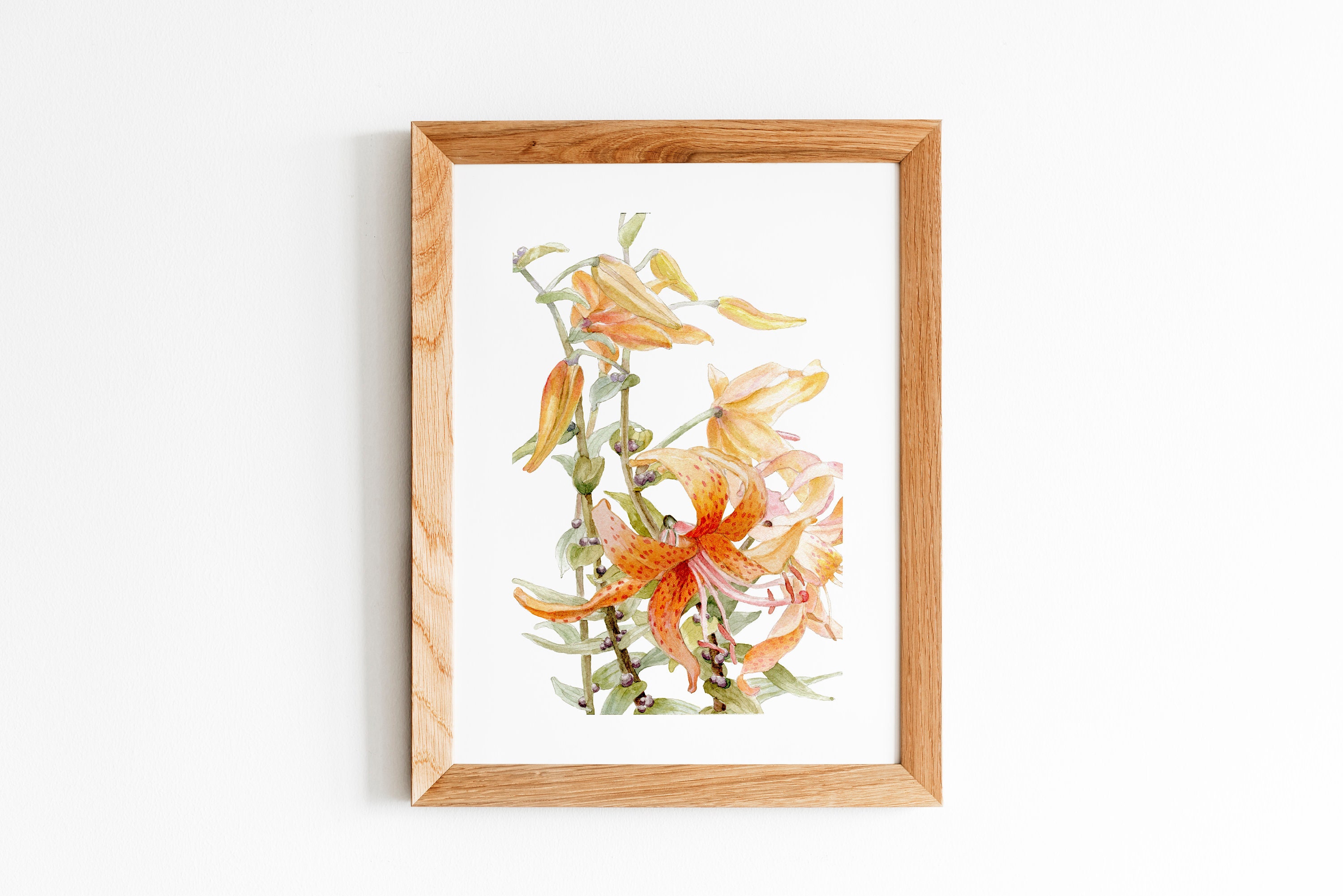 Tiger lily flower art print Watercolor flowers downloadable Etsy