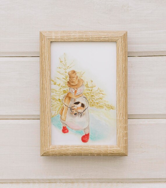 card print 7x10 Greeting picture card 7x10 Snowman Christmas Art print card print 7x10 Greeting picture card 7x10 Snowman Christmas Art print