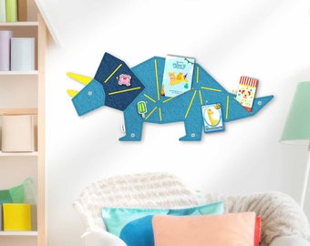 TRICERA-Pinnwand zum Stecken & Pinnen aus Filz, Dino-Pinnwand für Kinder oder Dino-Liebhaber, moderne Pinnwand für Kinderzimmer, TRICERATOPS