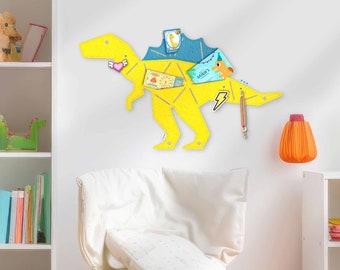 SPINO-Pinnwand zum Stecken & Pinnen aus Filz, Dino-Pinnwand für Kinder oder Dino-Liebhaber, moderne Pinnwand für Kinderzimmer, SPINOSAURUS