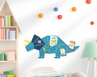 TRICERATOPS-Pinnwand zum Stecken & Pinnen aus Filz, Dino-Pinnwand für Kinder oder Dino-Liebhaber, moderne Pinnwand für Kinderzimmer, TRICERA