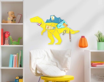 SPINOSAURUS pin board for sticking and pinning made of felt, dinosaur pin board for children or dinosaur lovers, modern pin board for children's rooms, SPINO