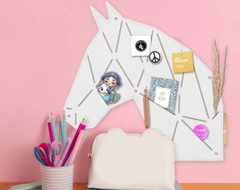 Horse pin board for sticking and pinning made of felt, animal pin board for children or animal lovers, modern pin board for children's rooms (PON)