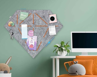 Memoboard zum Stecken & Pinnen in Diamant-Form, modernes Visionboard fürs Büro, coole Küchen-Pinnwand, farbiges Pinboard Kinderzimmer (DIA)