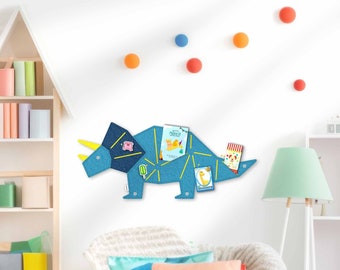TRICERATOPS pin board for sticking and pinning made of felt, dinosaur pin board for children or dinosaur lovers, modern pin board for children's rooms, TRICERA