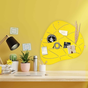 Organic pinboard with slots for pinning and sticking, felt memo board, kitchen pinboard, beautiful office pinboard, home office memo board (OKO3)