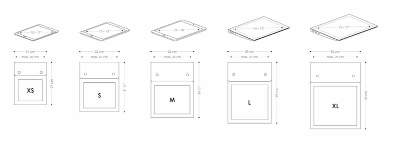 customization possible Felt sleeve for tablets and laptops from 10 to 17 inches