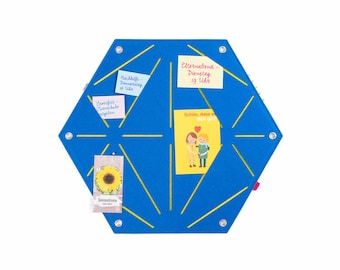 Honeycomb pinboard with slots for pinning and inserting, felt memo board, kitchen pinboard, attractive office pinboard, home office memo board (HEX)