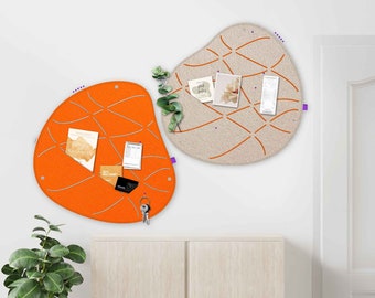 Zwei organische Pinnwände zum Stecken & Pinnen, modernes Visionboard fürs Büro, elegante Küchen-Pinnwand, tolles Pinboard für Flur (OKO1+2)